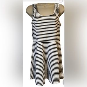 Divided by H&M Black White Striped‎ Fit and Flare Dress Size 12